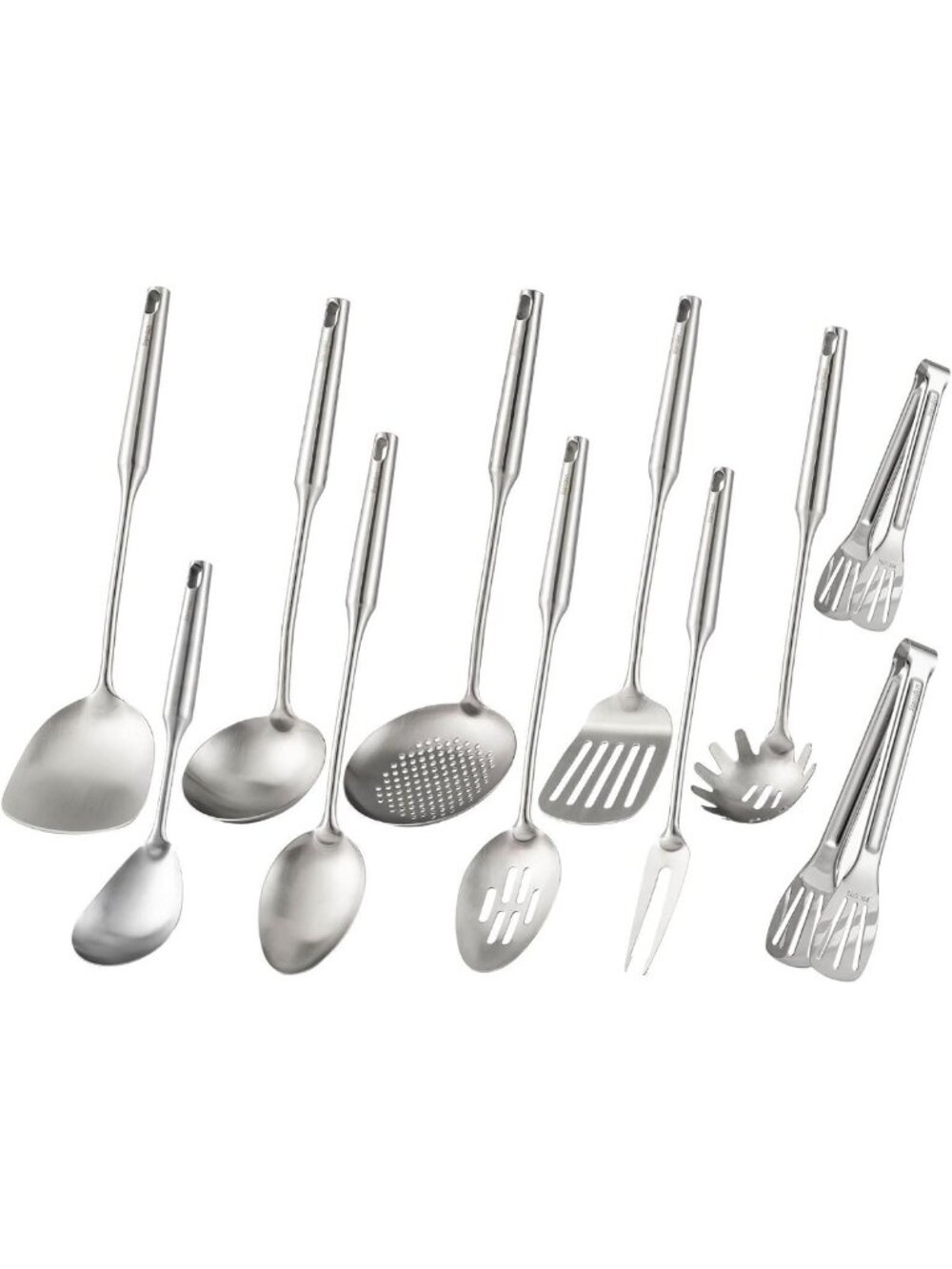 11PCS All Metal Kitchen Utensils Set - Durable 18/10 Stainless Steel Cooking